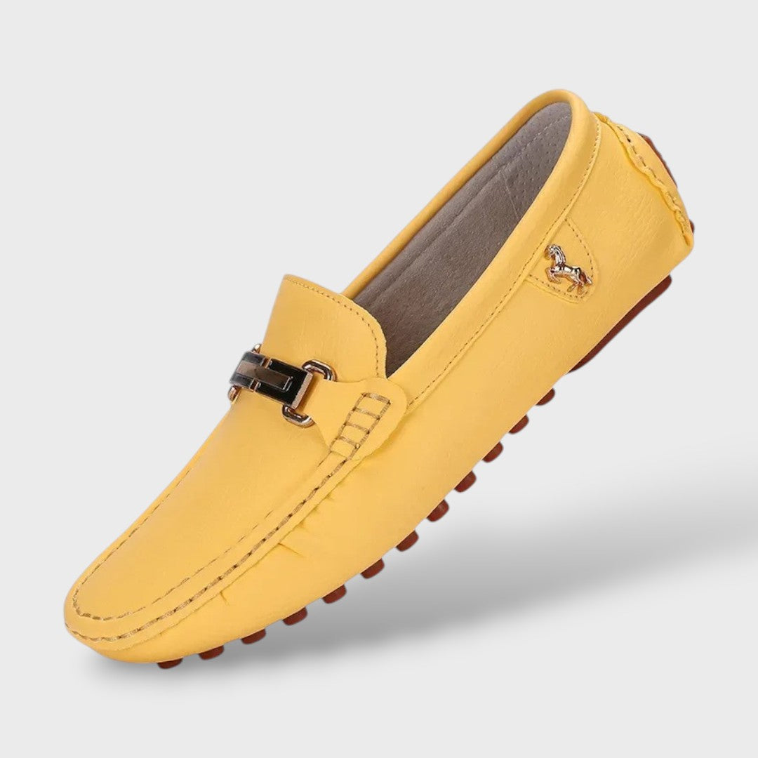 Herren Loafer gelb, Slip-on, Glattleder-Optik, Frontalansicht