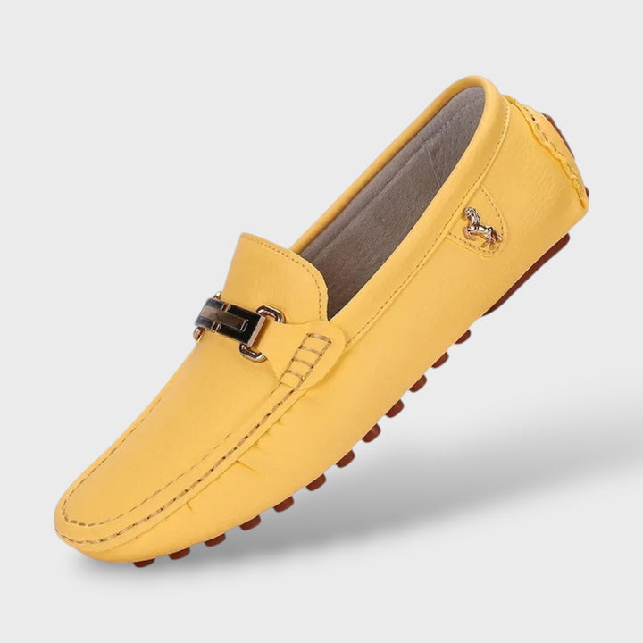 Herren Loafer gelb, Slip-on, Glattleder-Optik, Frontalansicht