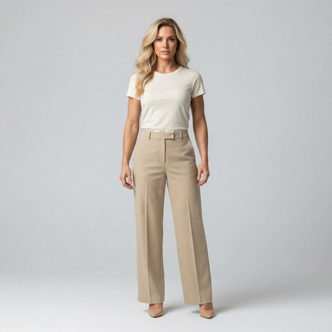 Damen Palazzohose mit Bügelfalte und hoher Taille – weites Bein
