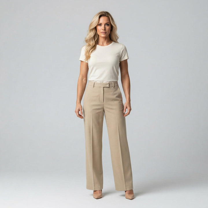 Damen Palazzohose mit Bügelfalte und hoher Taille – weites Bein