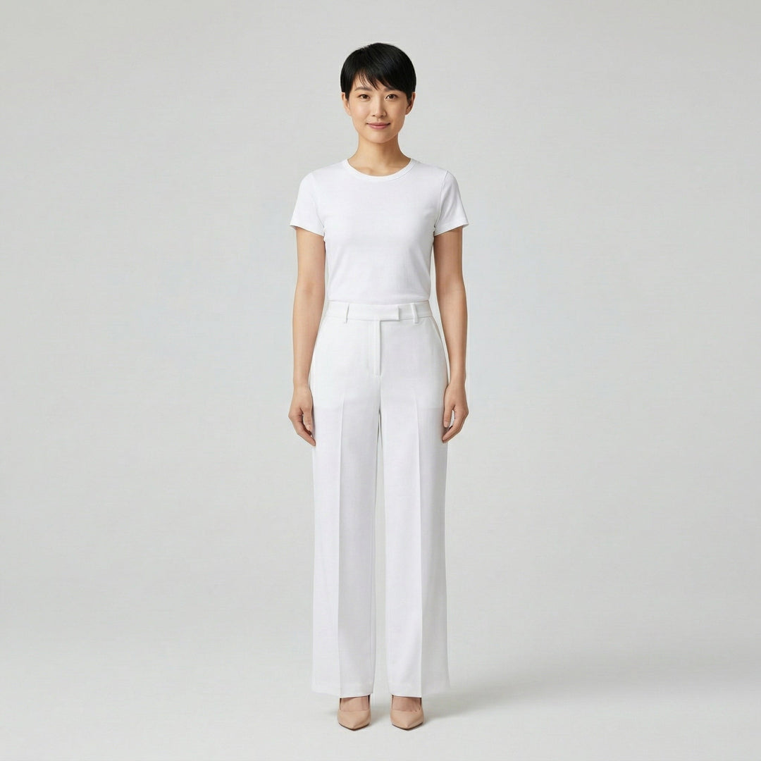 Damen Palazzohose mit Bügelfalte und hoher Taille – weites Bein