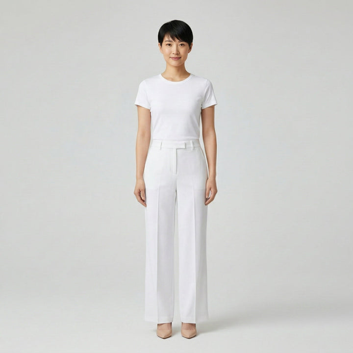 Damen Palazzohose mit Bügelfalte und hoher Taille – weites Bein